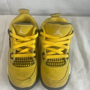 Nike Air Jordan 4 Retro Lighting Sneakers Toddler 8C Yellow Gray Basketball